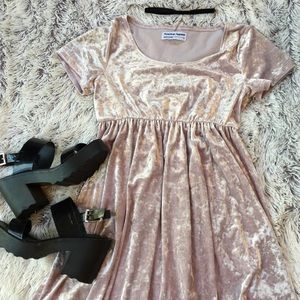 Bubblegum pink velvet baby doll dress